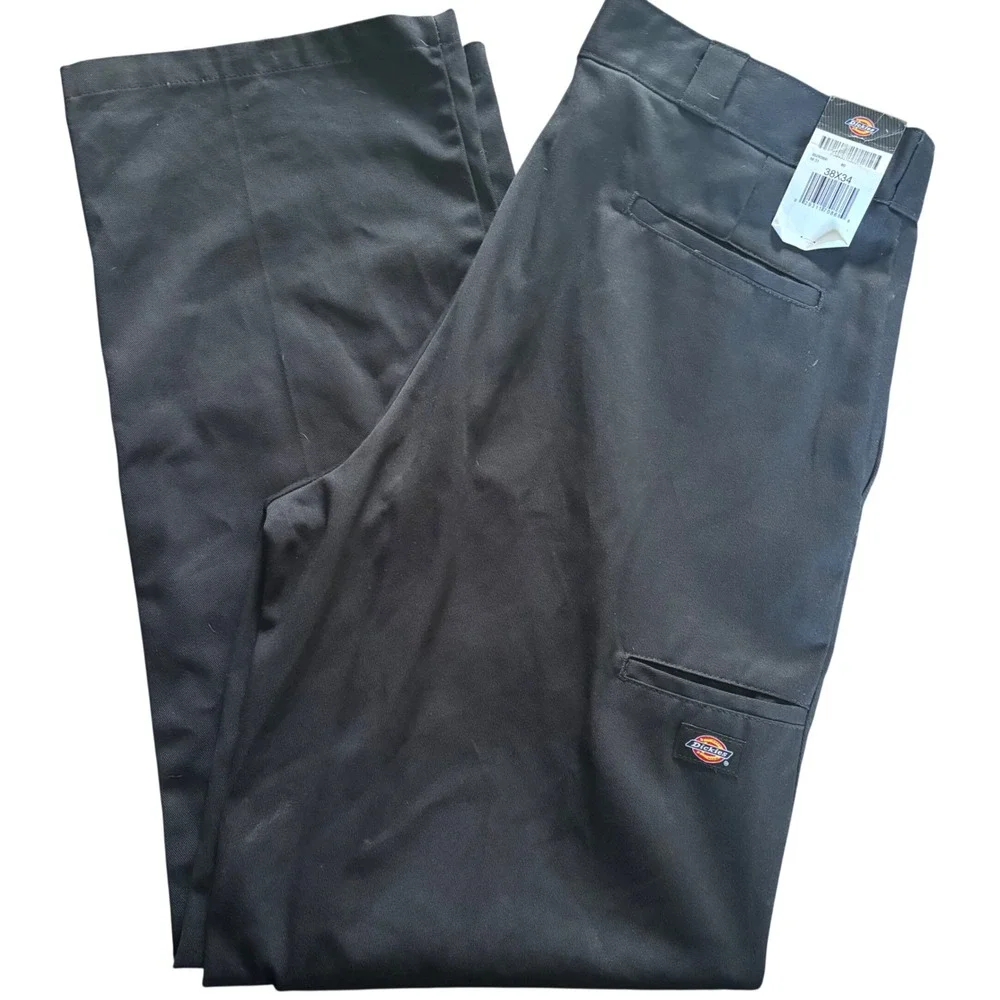 Dickies Men's 85283 Loose Fit Double Knee Cell Phone Pocket Blk Work Pants 38x34